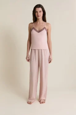 Discount ETAM Caraco avec détails dentelle ROSE POUDRE