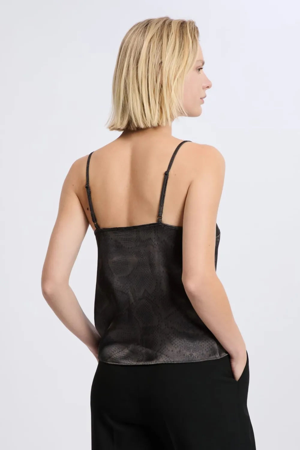 Discount ETAM Caraco satiné à fines bretelles imprimé serpent IMP FD BRIQUE