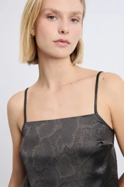 Discount ETAM Caraco satiné à fines bretelles imprimé serpent IMP FD BRIQUE