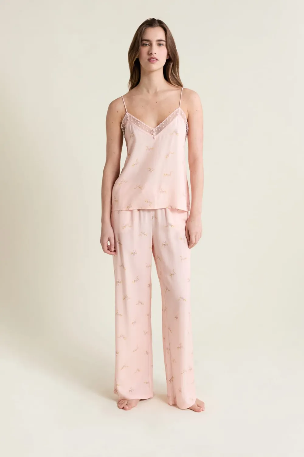 New ETAM Caraco satiné à motifs ROSE