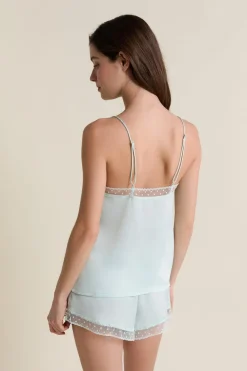 Hot ETAM Caraco satiné avec détails brodés BLEU VERT