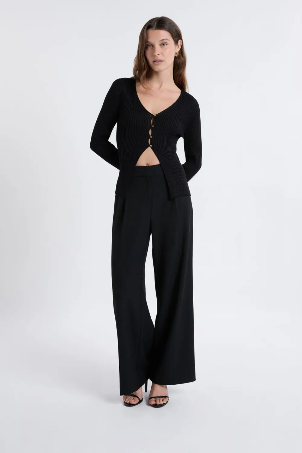 Discount ETAM Cardigan irisé avec boutons dorés NOIR