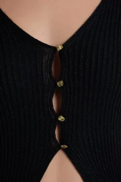 Discount ETAM Cardigan irisé avec boutons dorés NOIR