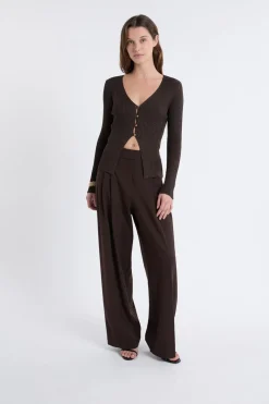 ETAM Cardigan irisé avec boutons dorés MARRON