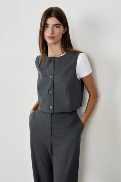 Best ETAM Chaleco corto sin mangas GRIS CLARO