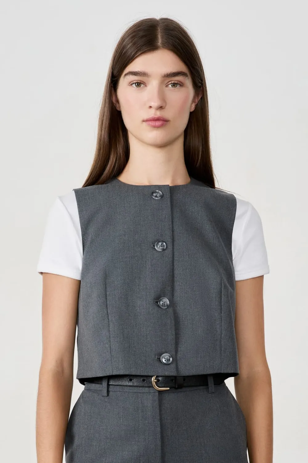 Best ETAM Chaleco corto sin mangas GRIS CLARO