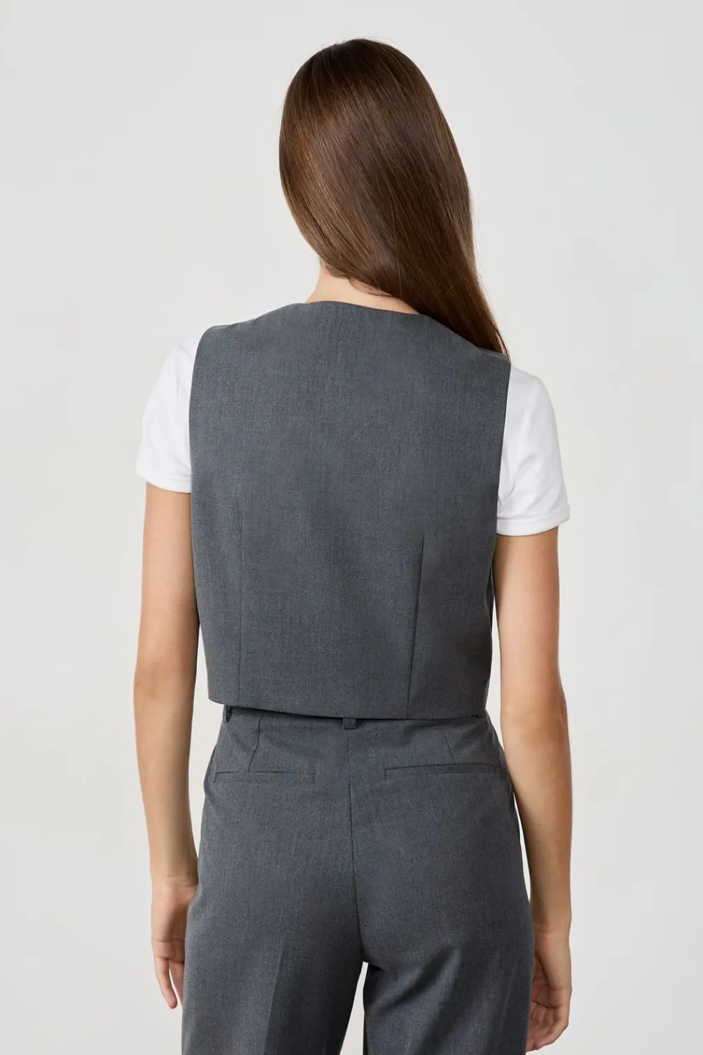 Best ETAM Chaleco corto sin mangas GRIS CLARO