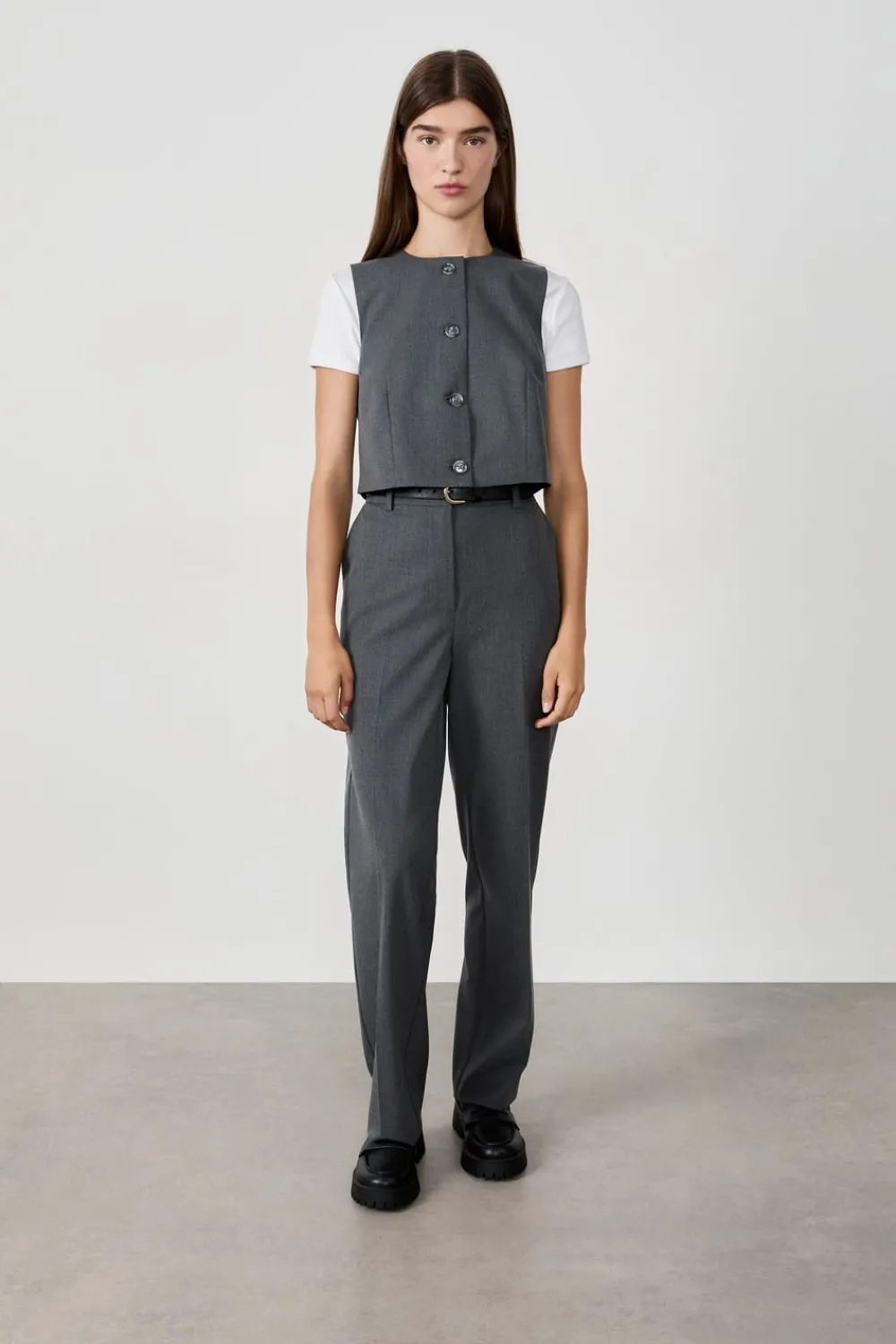 Best ETAM Chaleco corto sin mangas GRIS CLARO