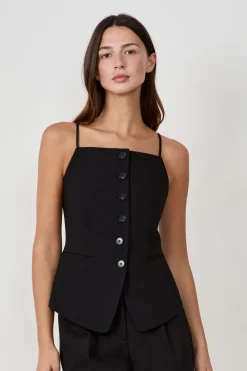 Outlet ETAM Chaleco sin mangas con botones NEGRO