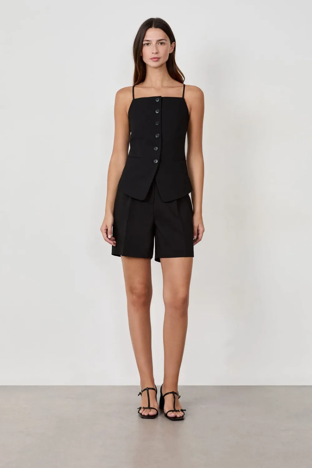 Outlet ETAM Chaleco sin mangas con botones NEGRO