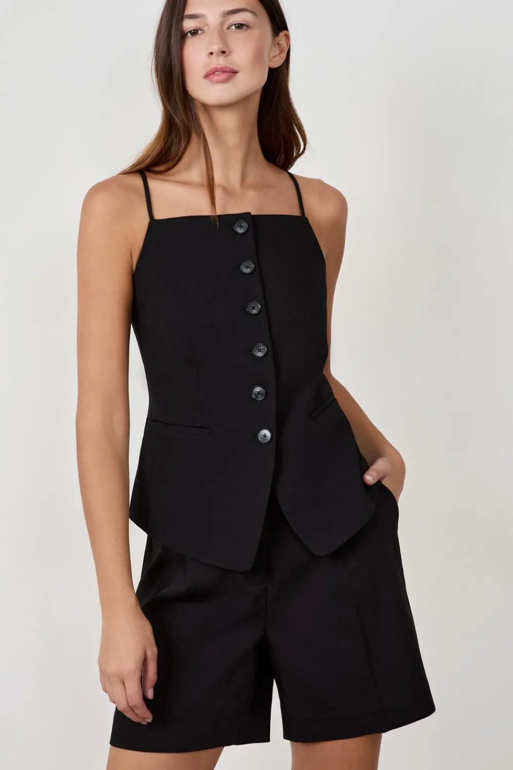Outlet ETAM Chaleco sin mangas con botones NEGRO