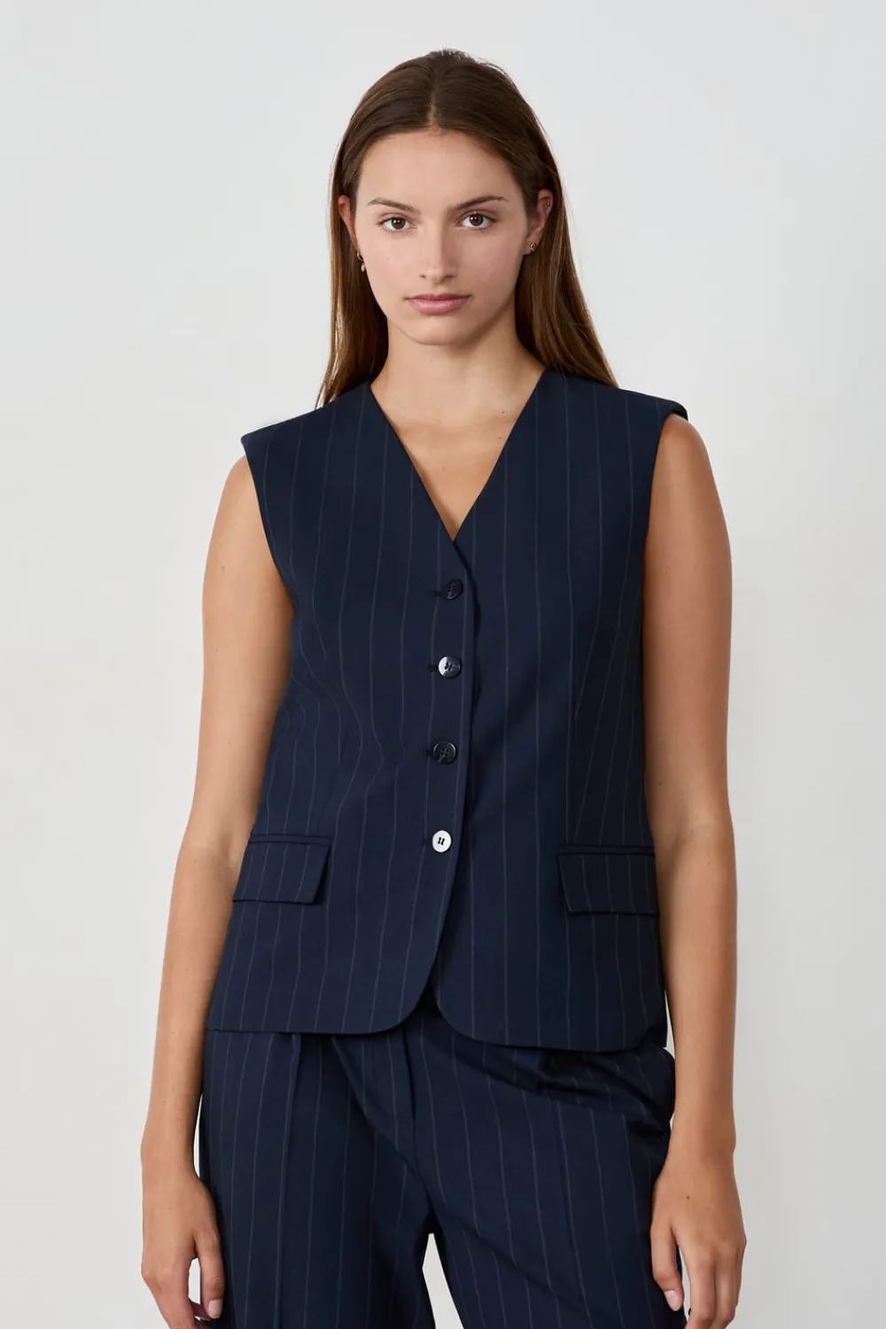 Clearance ETAM Chaleco sin mangas con botones AZUL MARINO