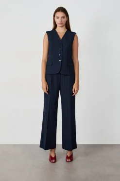 Clearance ETAM Chaleco sin mangas con botones AZUL MARINO