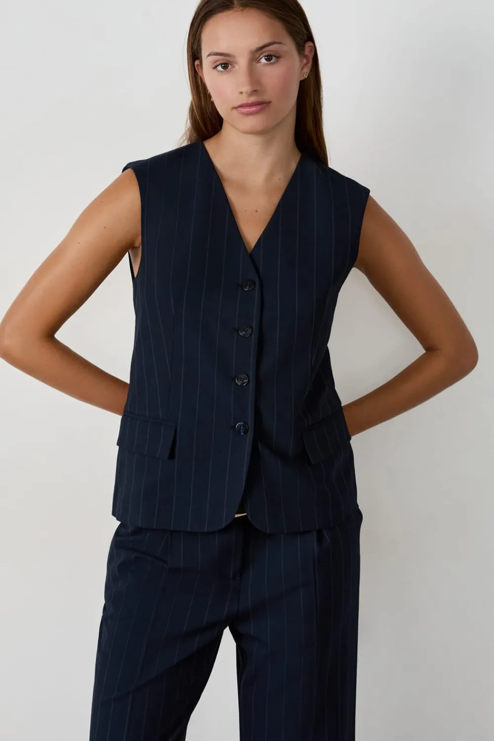 Clearance ETAM Chaleco sin mangas con botones AZUL MARINO