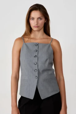 ETAM Chaleco sin mangas con botones GRIS CLARO