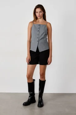 ETAM Chaleco sin mangas con botones GRIS CLARO