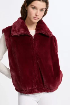 Best ETAM Chaleco sin mangas con efecto polar BURDEOS GRANATE