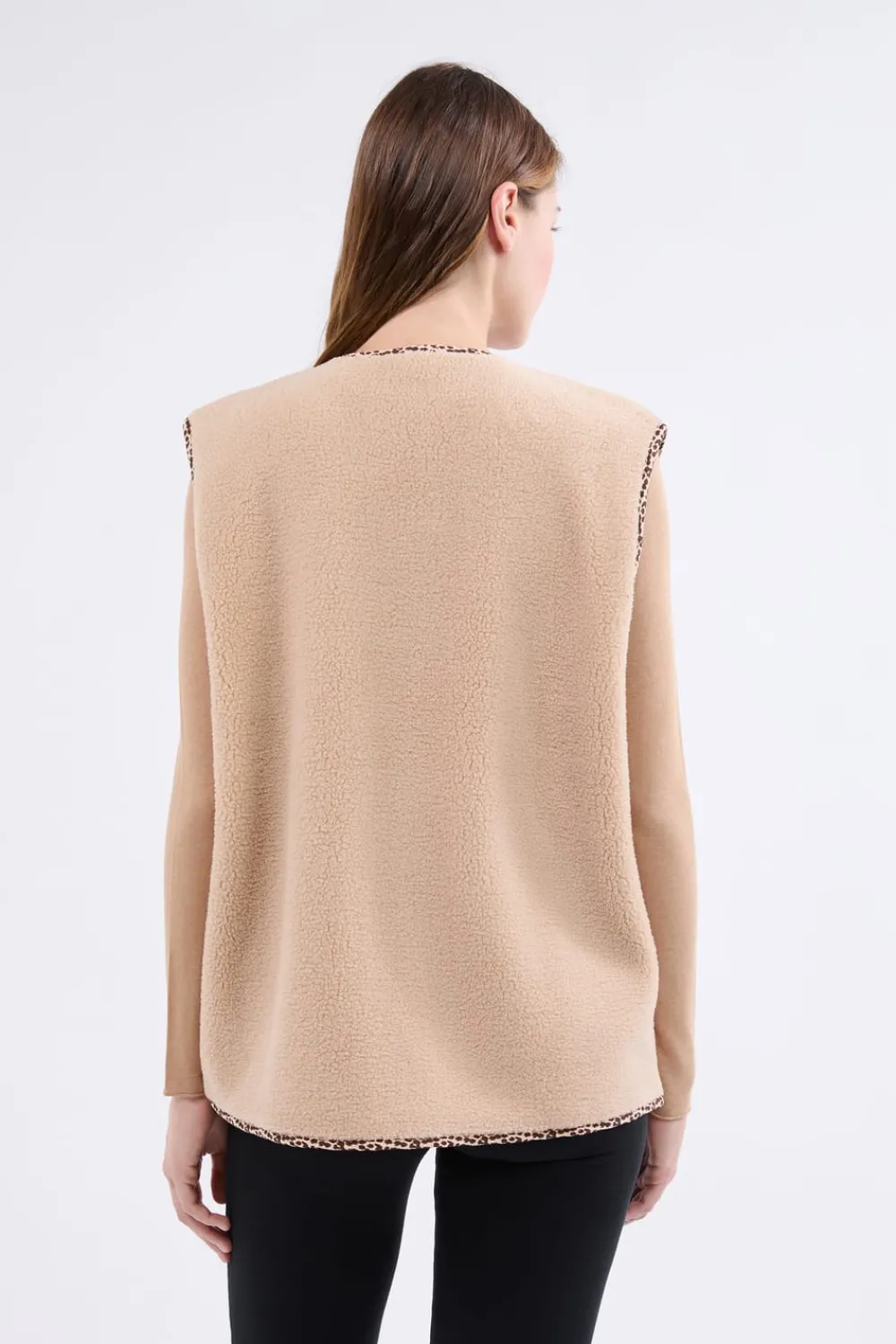 Outlet ETAM Chaleco sin mangas con efecto sherpa BEIGE