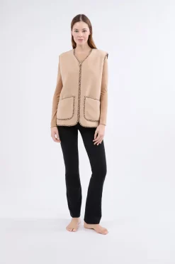 Outlet ETAM Chaleco sin mangas con efecto sherpa BEIGE
