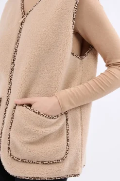 Outlet ETAM Chaleco sin mangas con efecto sherpa BEIGE