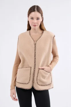 Outlet ETAM Chaleco sin mangas con efecto sherpa BEIGE