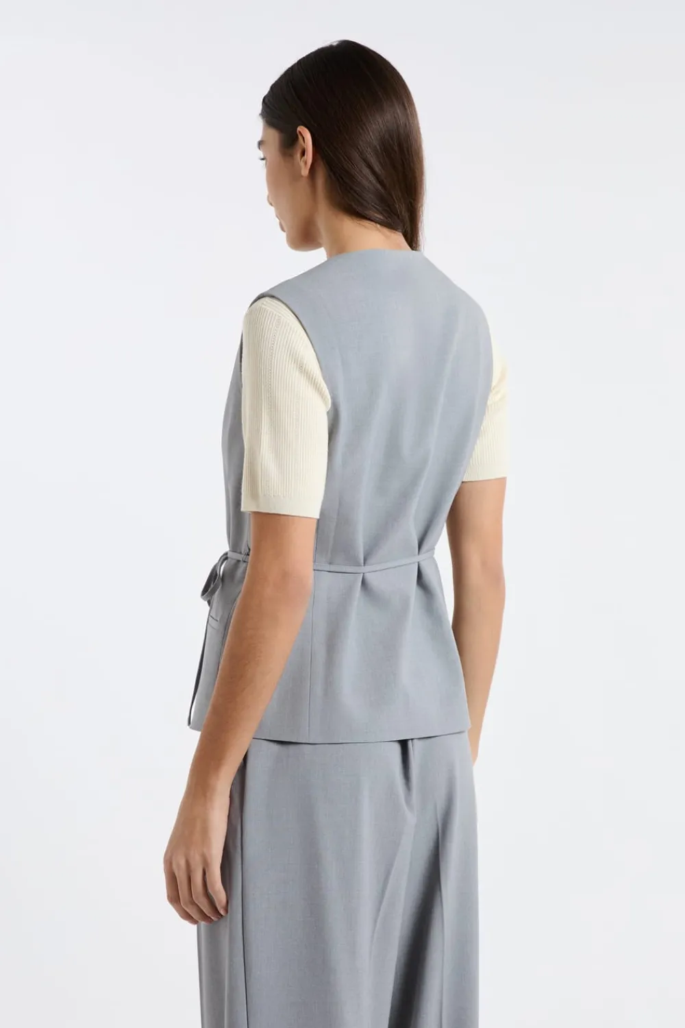 Best ETAM Chaleco sin mangas con lazada GRIS