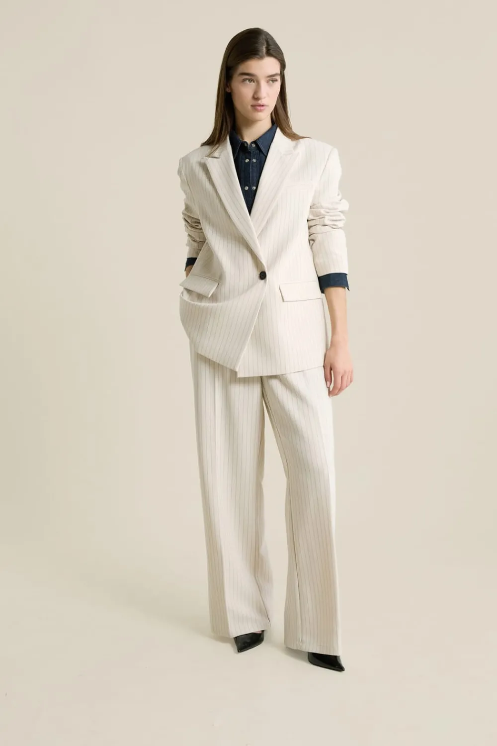 Hot ETAM Chaqueta blazer oversize a rayas IMP FD crudo