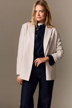 Hot ETAM Chaqueta blazer oversize a rayas IMP FD crudo