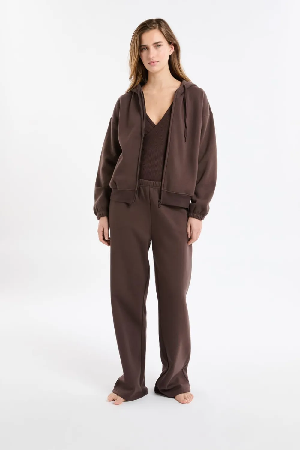 Clearance ETAM Chaqueta con capucha y algodón CHOCOLATE