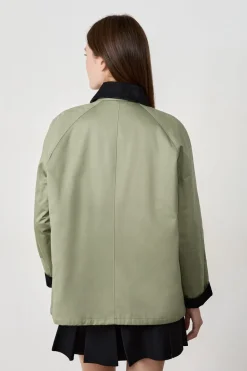 New ETAM Chaqueta con cuello de terciopelo y corte recto CAQUI