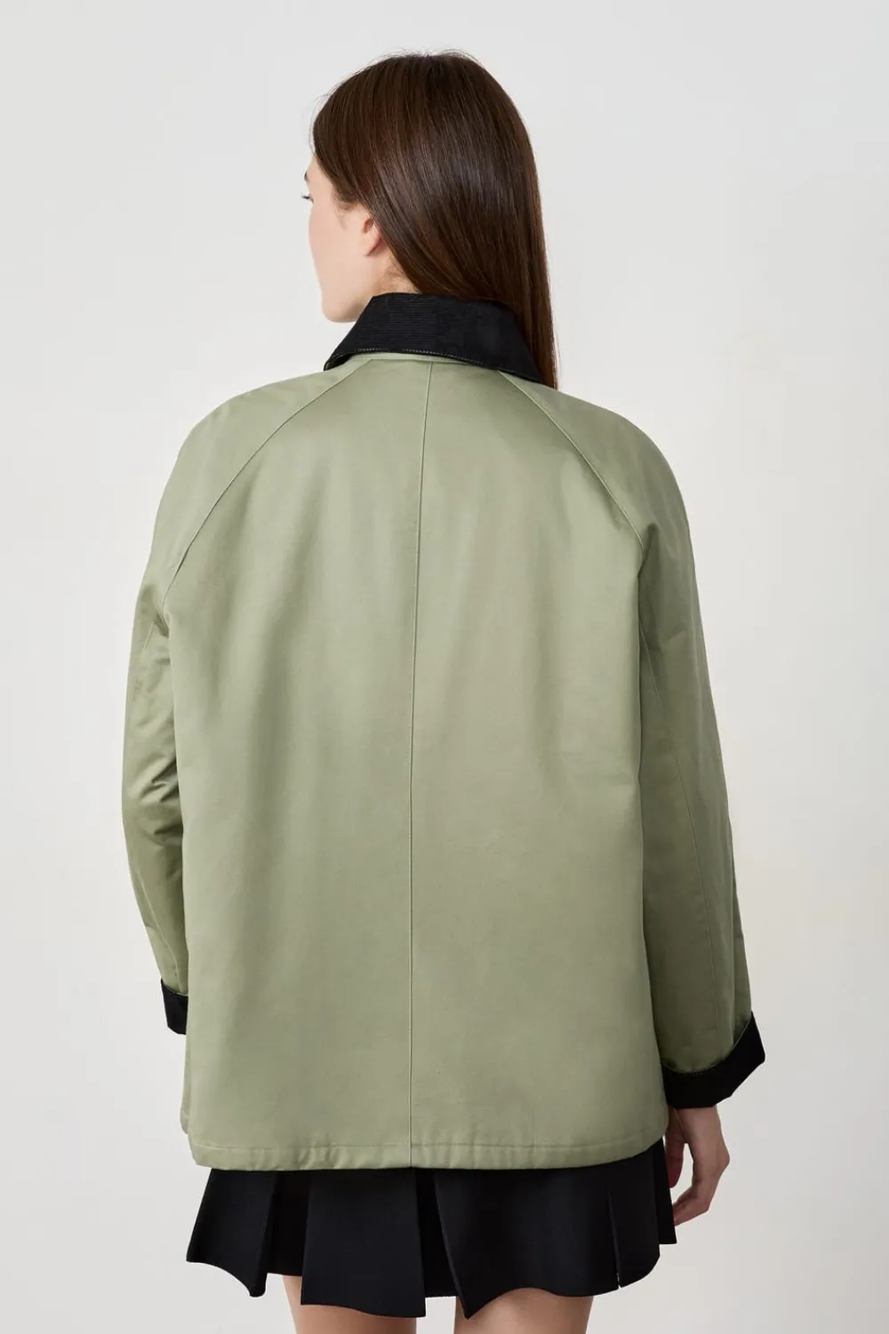 New ETAM Chaqueta con cuello de terciopelo y corte recto CAQUI