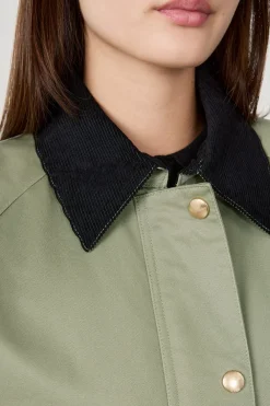 New ETAM Chaqueta con cuello de terciopelo y corte recto CAQUI