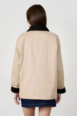 Best ETAM Chaqueta con cuello de terciopelo y corte recto LISTO PARA TE&Ntilde;IR