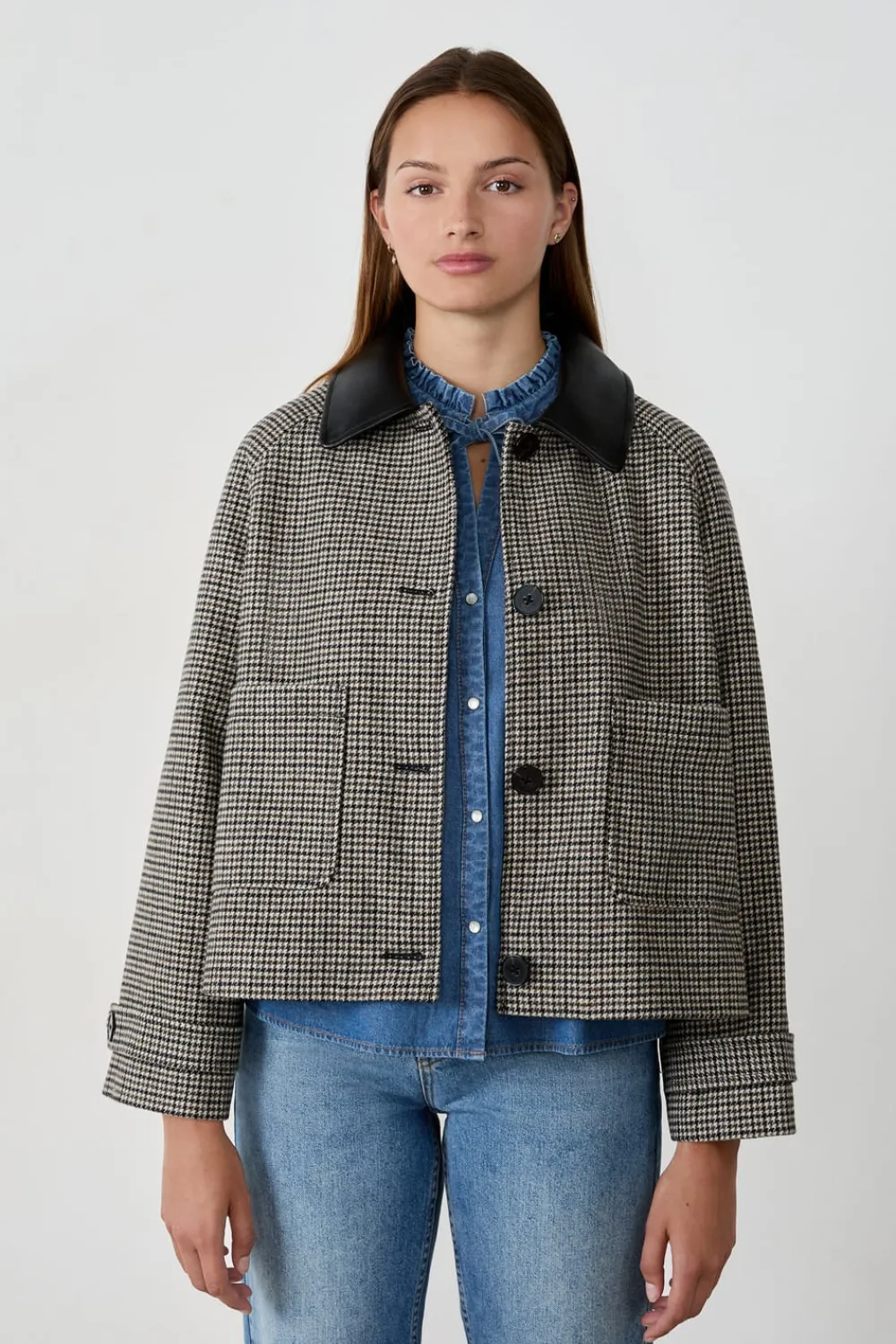 ETAM Chaqueta corta de jacquard con lana BEIGE