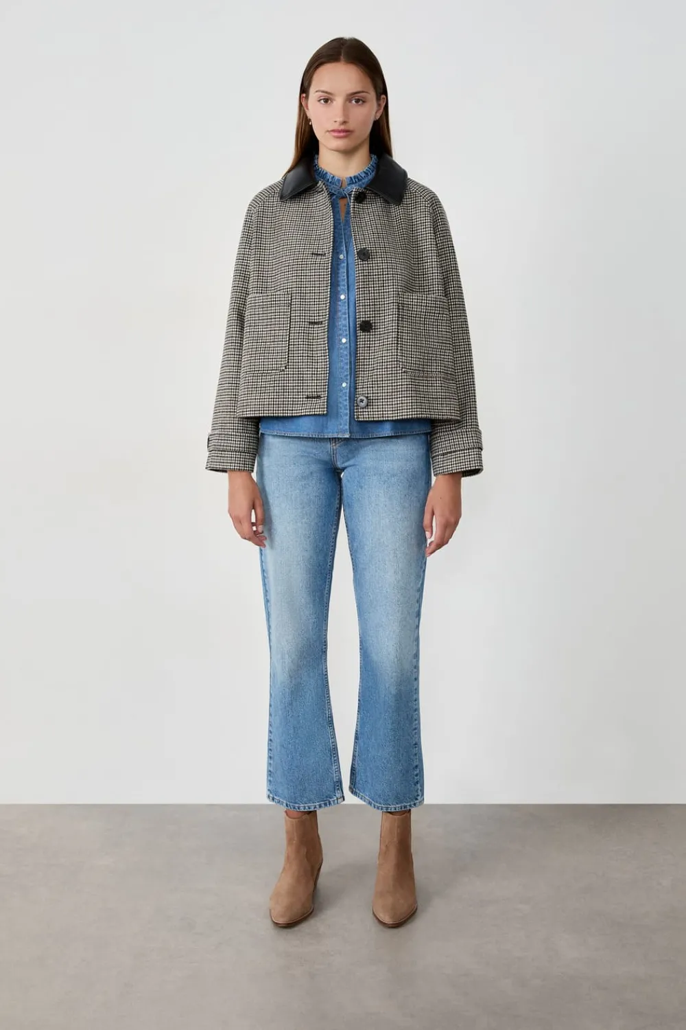 ETAM Chaqueta corta de jacquard con lana BEIGE