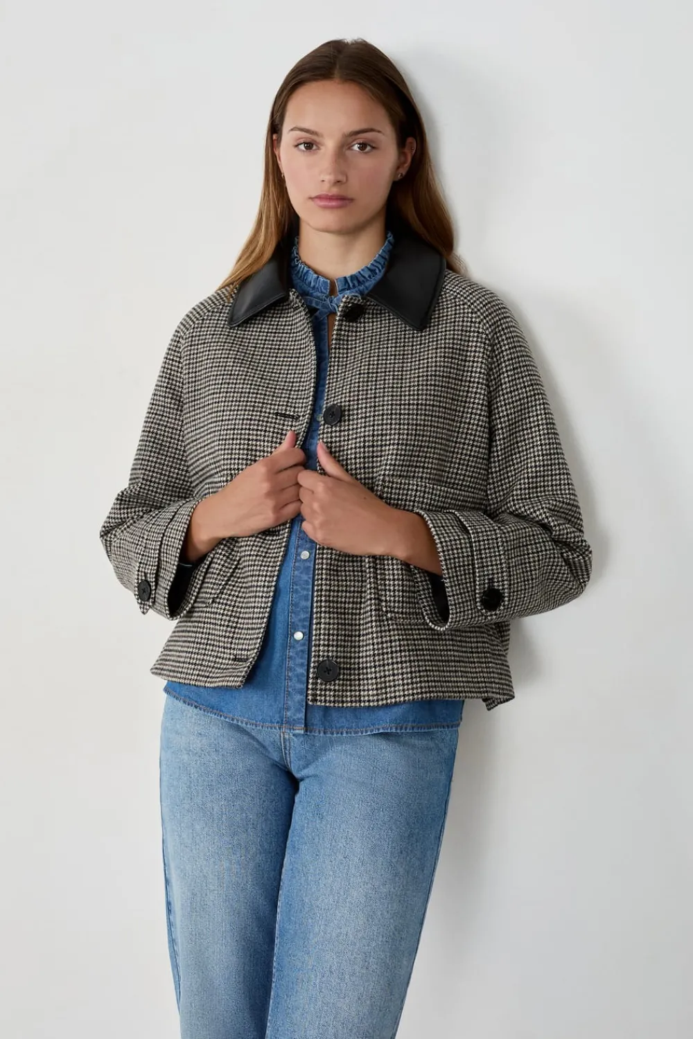 ETAM Chaqueta corta de jacquard con lana BEIGE