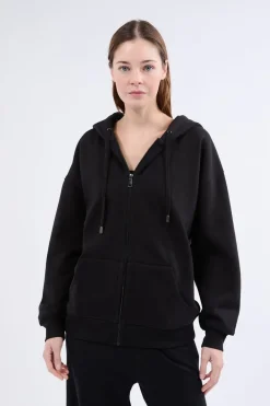 Best ETAM Chaqueta de punto de manga larga con capucha NEGRO