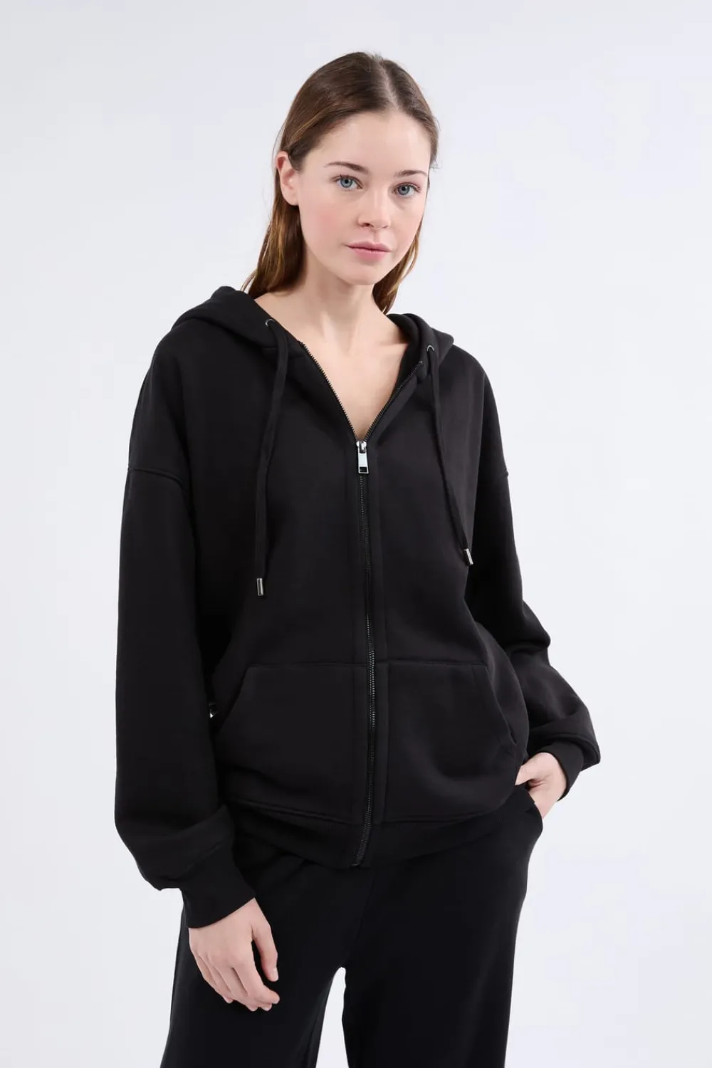 Best ETAM Chaqueta de punto de manga larga con capucha NEGRO