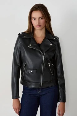 Discount ETAM Chaqueta efecto cuero NEGRO