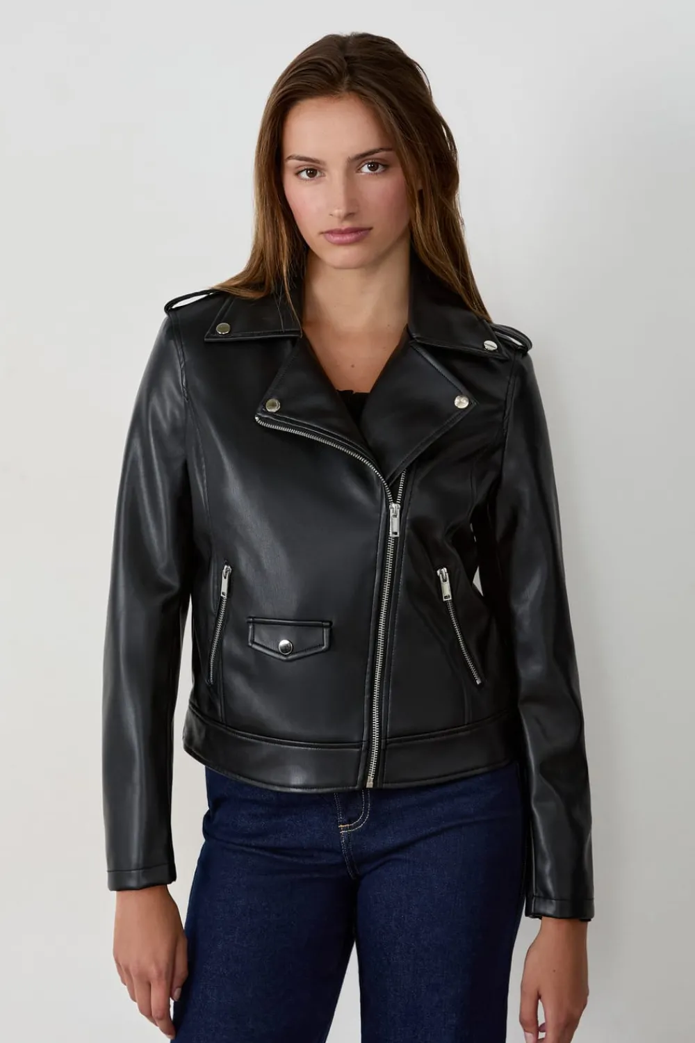 Discount ETAM Chaqueta efecto cuero NEGRO