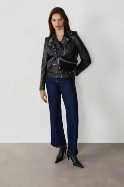 Discount ETAM Chaqueta efecto cuero NEGRO