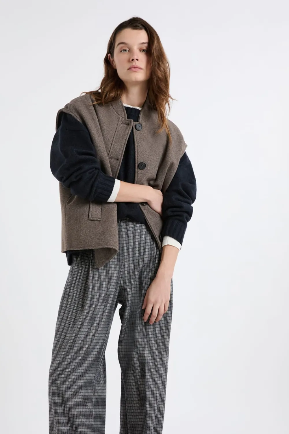 New ETAM Chaqueta sin mangas con lana Topo