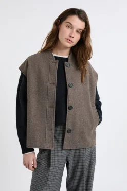 New ETAM Chaqueta sin mangas con lana Topo