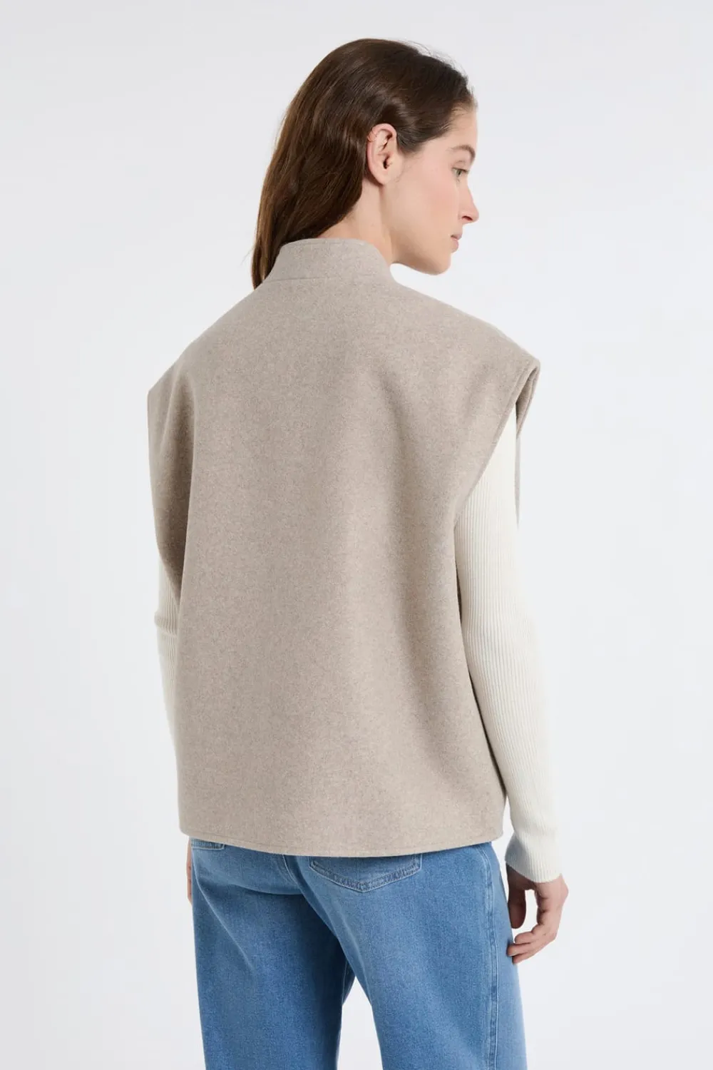 Discount ETAM Chaqueta sin mangas con lana BEIGE