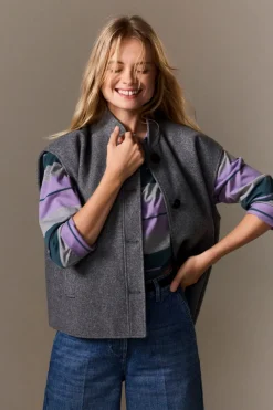 New ETAM Chaqueta sin mangas con lana GRIS