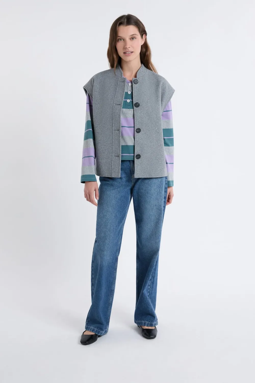 New ETAM Chaqueta sin mangas con lana GRIS