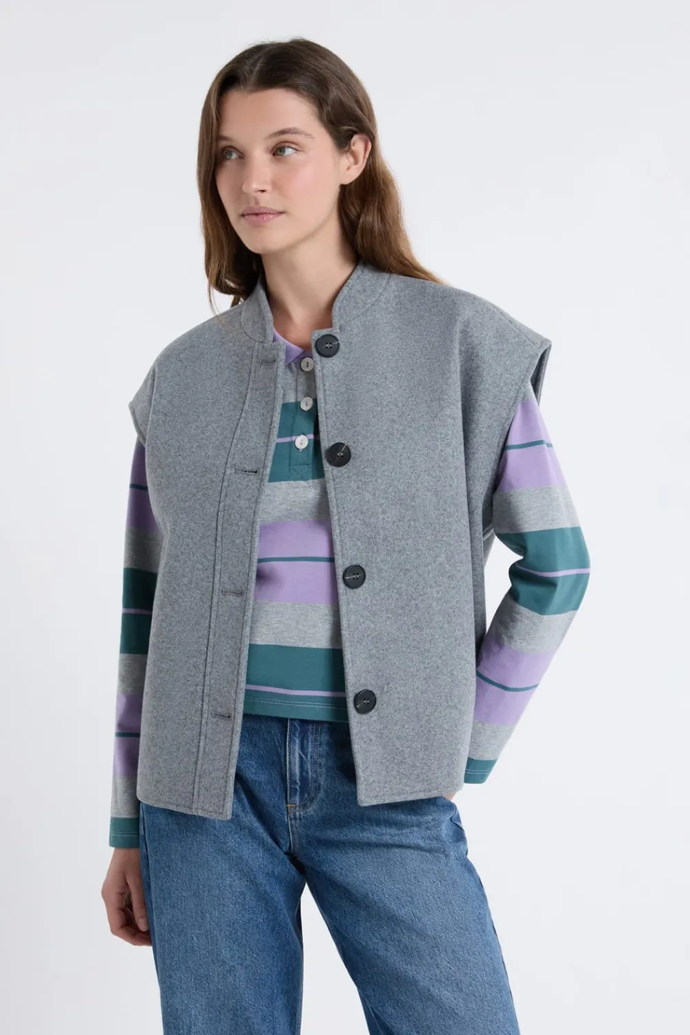 New ETAM Chaqueta sin mangas con lana GRIS