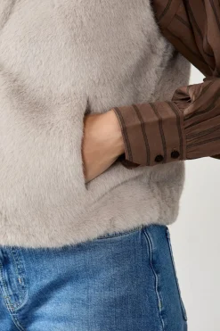 Sale ETAM Chaqueta sin mangas de piel sintética CHOCOLATE
