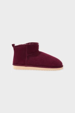 Clearance ETAM Chaussons bottines effet velours BORDEAUX GRENAT