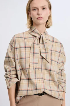 ETAM Chemise avec détail à nouer avec coton BEIGE
